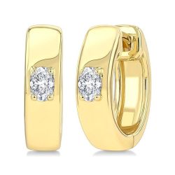 Oval Shape Petite Prong Diamond Huggie Earrings