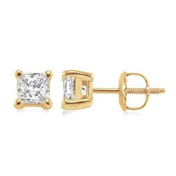 Princess Shape Diamond Stud Earrings