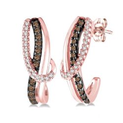 Champagne Diamond Fashion Half Hoop Earrings