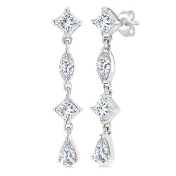 XeAeOn 14K White Gold Diamond Fashion Earrings