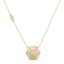 Hexagon Shape Diamond Fashion Necklace