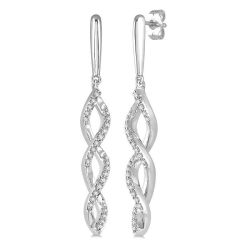Swirl Diamond Fashion Long Earrings