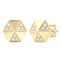 Hexagon Shape Petite Diamond Fashion Earrings