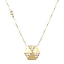 Hexagon Shape Petite Diamond Fashion Necklace