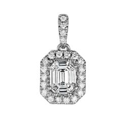 Diamond Emerald Shaped Composite Halo Pendant