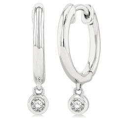 Bezel Set Petite Diamond Huggie Fashion Earrings