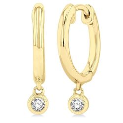 NoLoLux 14K White Gold Diamond Bezel Earrings