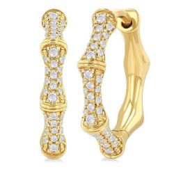 Petite Diamond Bamboo Huggie Fashion Earrings
