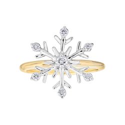 Diamond Round Frame Snowflake Ring
