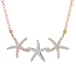 Diamond Triple Star Fish Necklace