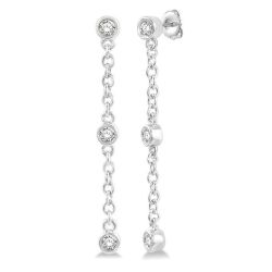 Diamond Station Long Chain Earrings