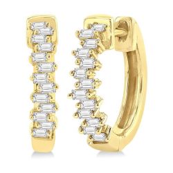 Scatter Petite Baguette Diamond Huggie Fashion Earrings