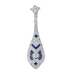 Diamond and Genuine Sapphire Vintage Style Pendant