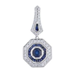Diamond  and Genuine Sapphire Vintage Style Pendant