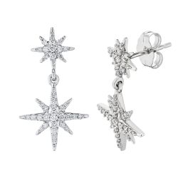Diamond Double Dangle Starburst Earrings