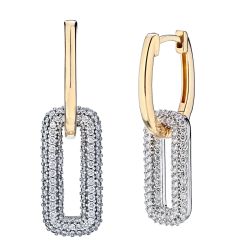 Diamond Pave Link Drop Earrings