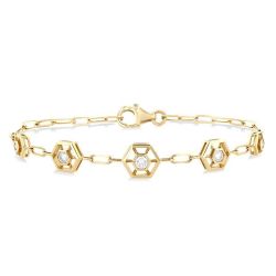 Hexagon Shape Diamond Fashion Chain Bracelet