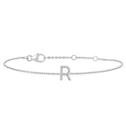 R' Initial Diamond Bracelet