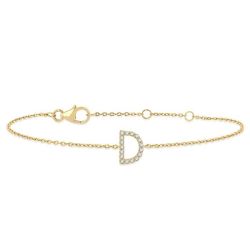 Block 'D' Initial Diamond Chain Bracelet