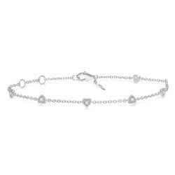 Heart Shape Diamond Station Chain Bracelet