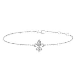 Fleur De Lis Petite Diamond Fashion Chain Bracelet