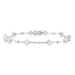 Princess Shape Bezel Set Diamond Bracelet