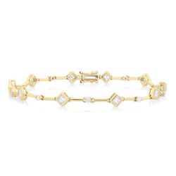 Princess Shape Bezel Set Diamond Bracelet