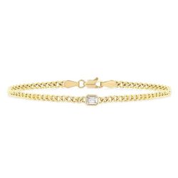 Emerald Shape Curb Diamond Fashion Bracelet