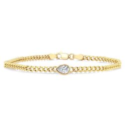 Pear Shape Curb Diamond Fashion Bracelet