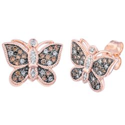 Diamond and Brown Butterfly Earrings