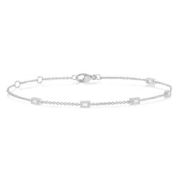 Petite Baguette Diamond Station Fashion Chain Bracelet