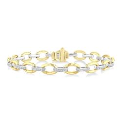 Bold Oval Shape Link Diamond Fashion Bracelet