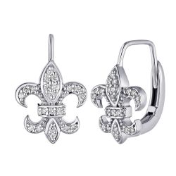 Diamond Lis Royale Fleur de Lis Lever Back Earrings