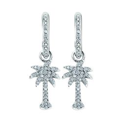 Diamond Palm Tree Dangle Earrings