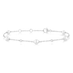 Pearl & Diamond Station Chain Bracelet