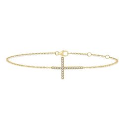 Sideway Cross Petite Diamond Fashion Chain Bracelet
