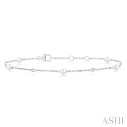 Pearl & Diamond Station Chain Bracelet