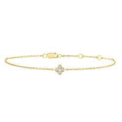 Clover Bezel Petite Diamond Fashion Chain Bracelet