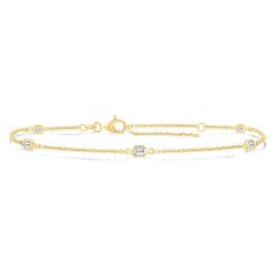 Emerald Shape Station Diamond Chain Bracelet