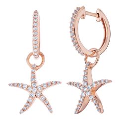 Diamond Starfish Huggie Charm Earrings