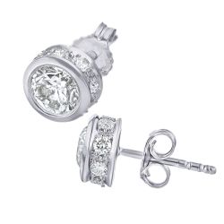 Diamond Round Bezel Set Earrings