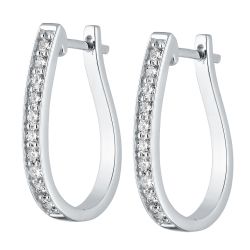 Diamond Oval Hoop Earrings