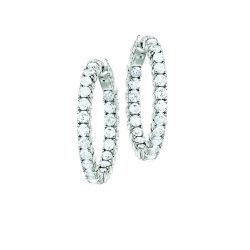 Diamond Round Inside Out Hoop Earrings