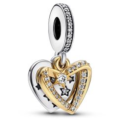 Gold Shooting Star Hearts Dangle