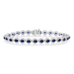 Oval Shape Gemstone & Diamond Bracelet