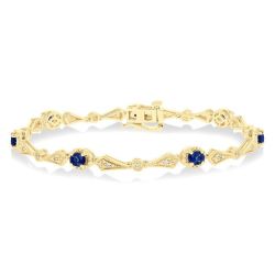 Oval Shape Gemstone & Diamond Bracelet
