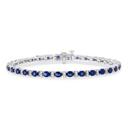 Oval Shape Gemstone & Diamond Bracelet