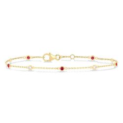 Gemstone & Diamond Station Chain Bracelet