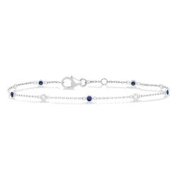Gemstone & Diamond Station Chain Bracelet