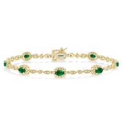 Oval Shape Gemstone & Halo Diamond Bracelet